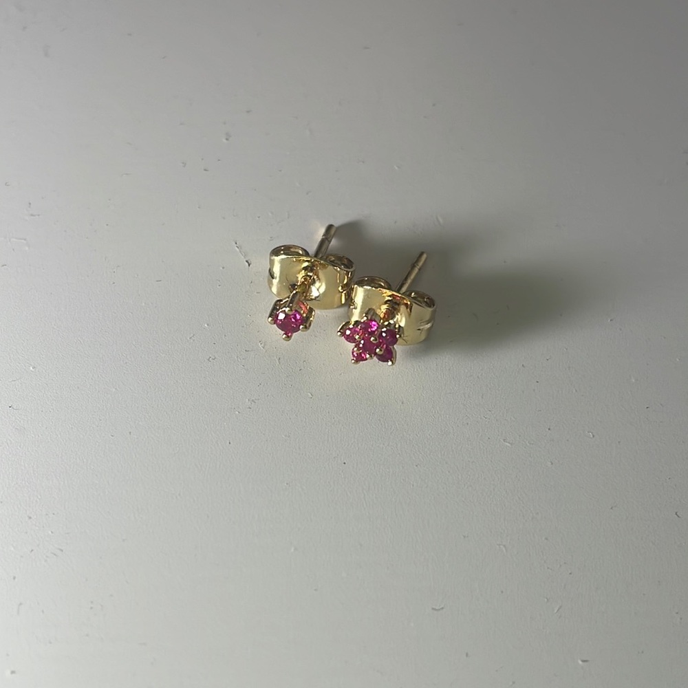 Pink Flower CZ Earrings x STUDS